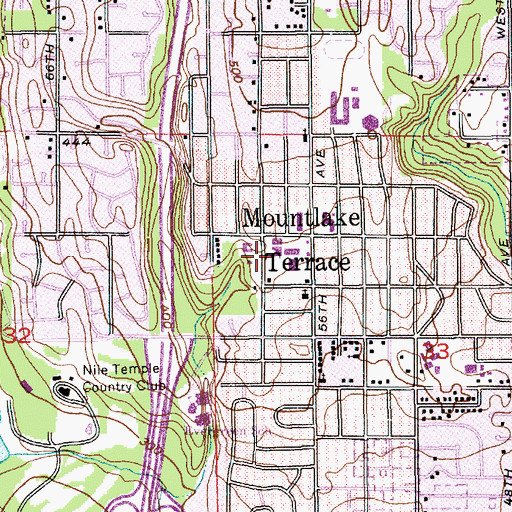 Topographic Map of Mountlake Terrace Post Office, WA