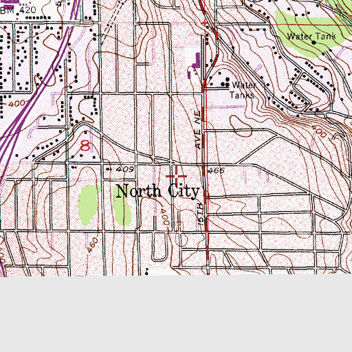 Topographic Map of North City Post Office, WA