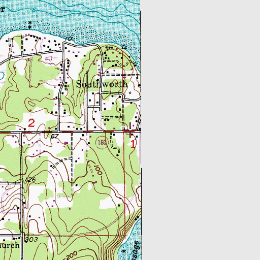 Topographic Map of Southworth Post Office, WA
