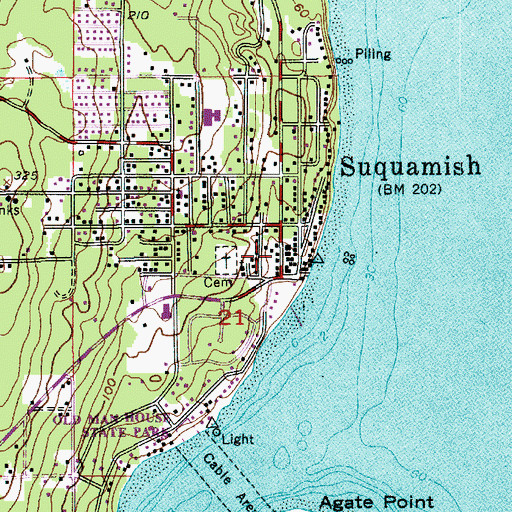 Topographic Map of Suquamish Post Office, WA