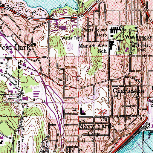 Topographic Map of West Hills Post Office, WA