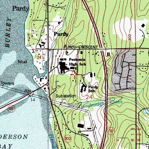 Topographic Map of Alternative Middle School, WA