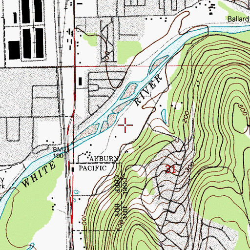 Topographic Map of Auburn Riverside High School, WA