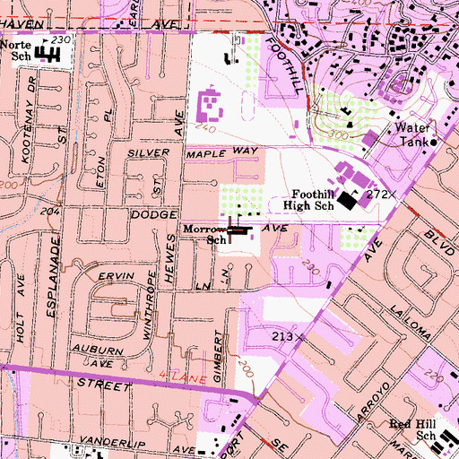 Topographic Map of Morrow School, CA