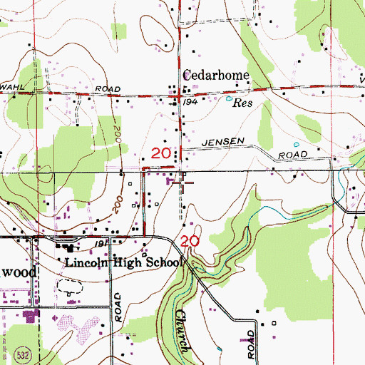 Topographic Map of Cedarhome Elementary School, WA