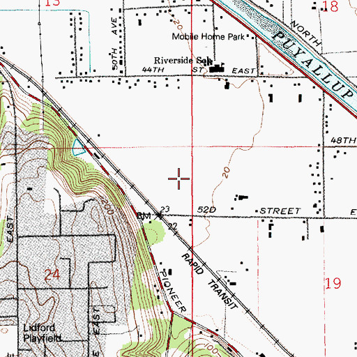 Topographic Map of Chief Leschi School, WA