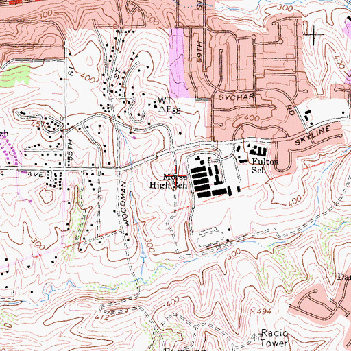 Topographic Map of Morse Senior High School, CA