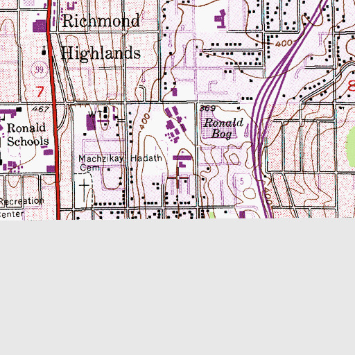 Topographic Map of Cordell Hull Middle School, WA