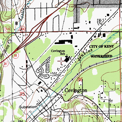Topographic Map of Covington Elementary School, WA