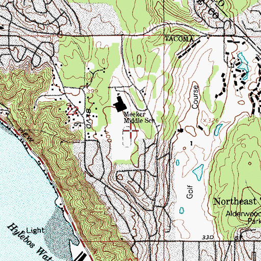 Topographic Map of Crescent Heights Elementary School, WA