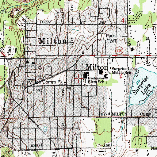 Topographic Map of Endeavour Intermediate School, WA