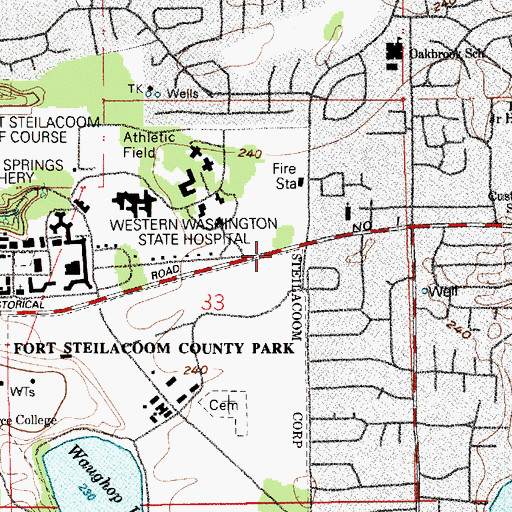 Topographic Map of Firwood School, WA