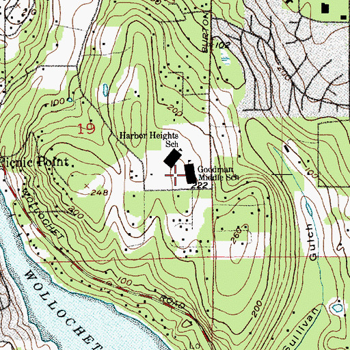 Topographic Map of Goodman Middle School, WA