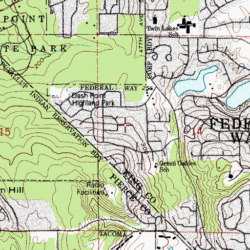 Topographic Map of Green Gables Elementary School, WA