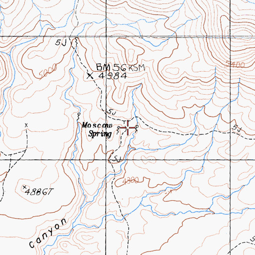Topographic Map of Moscow Spring, CA