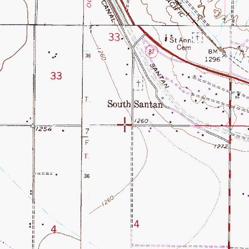 Topographic Map of South Santan, AZ