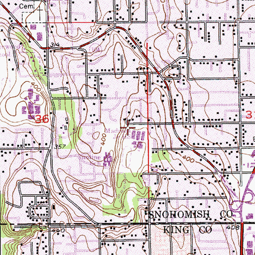 Topographic Map of Madrona Nongraded School, WA