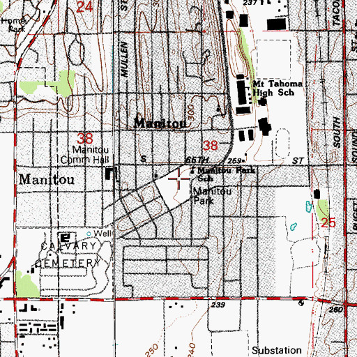 Topographic Map of Manitou Park Elementary School, WA