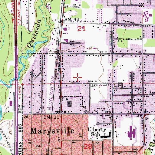 Topographic Map of Marysville Alternative High School, WA