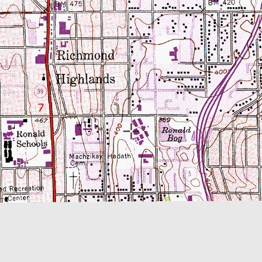Topographic Map of Meridian Park Elementary School, WA