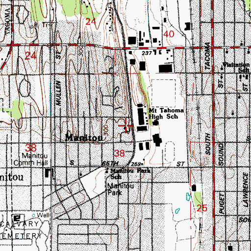 Topographic Map of Mountain Meadow Elementary School, WA