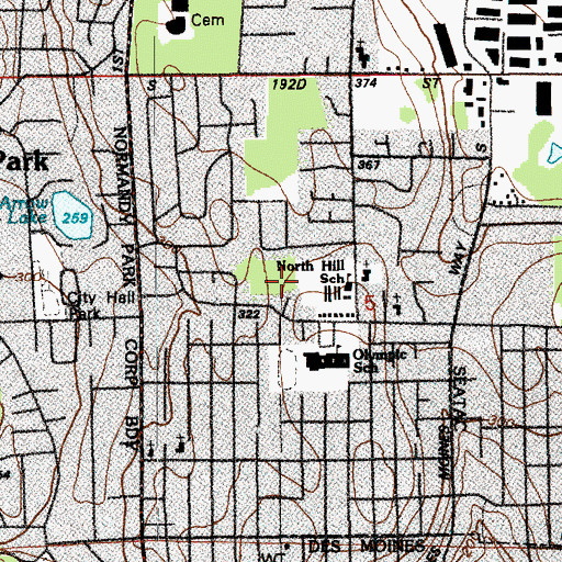 Topographic Map of North Hill Elementary School, WA