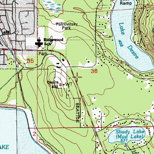 Topographic Map of Northwood Middle School, WA