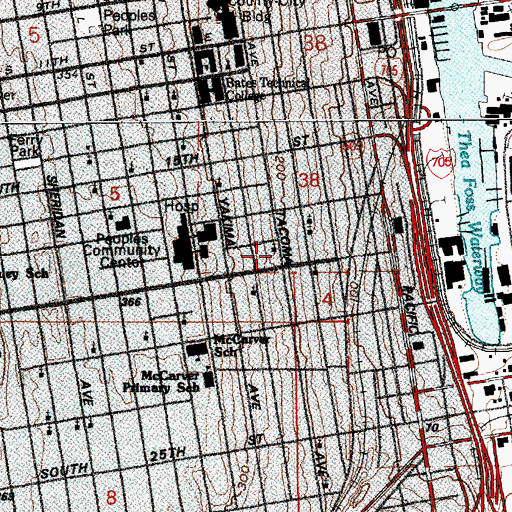 Topographic Map of Region V Learning Center, WA