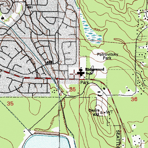Topographic Map of Ridgewood Elementary School, WA