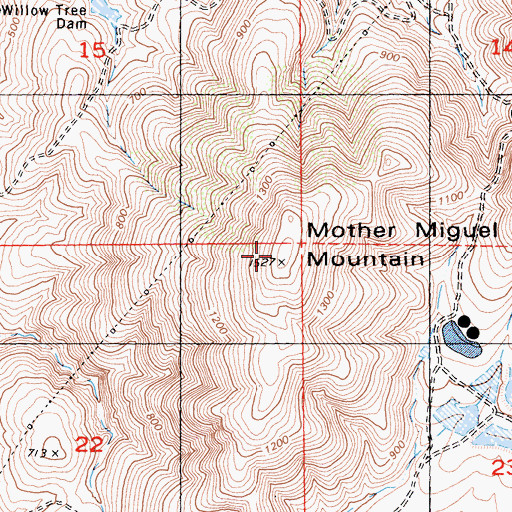Topographic Map of Mother Miguel Mountain, CA