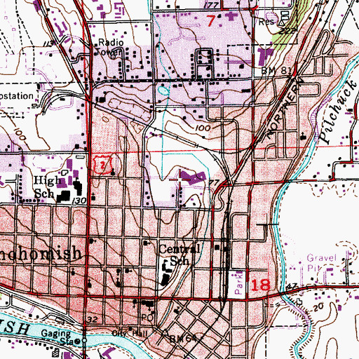 Topographic Map of Snohomish Freshman Campus Middle School, WA