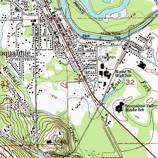 Topographic Map of Snoqualmie Middle School, WA