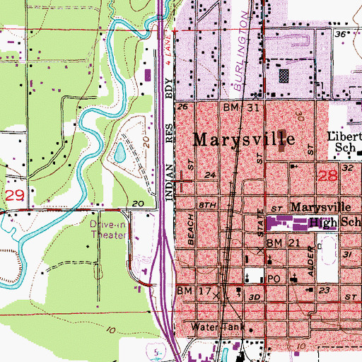 Topographic Map of Tenth Street School, WA