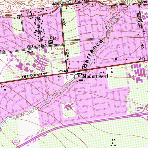 Topographic Map of Mound Elementary School, CA