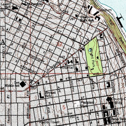 Topographic Map of Mary Bridge Children's Hospital and Health Center, WA