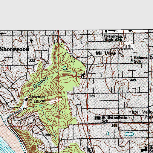 Topographic Map of Schick Shadel Hospital, WA