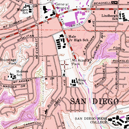 Topographic Map of Mount Acadia Park, CA