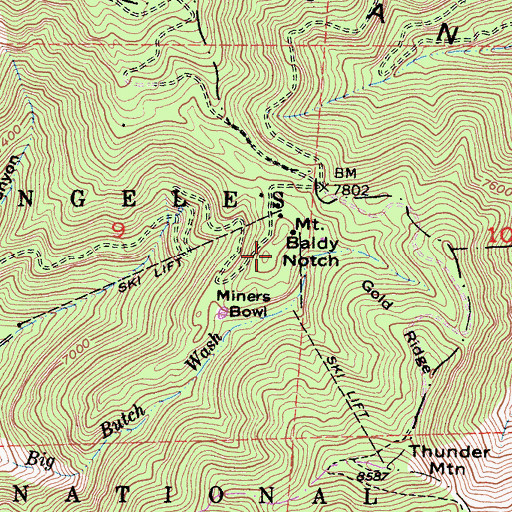 Topographic Map of Mount Baldy Notch, CA