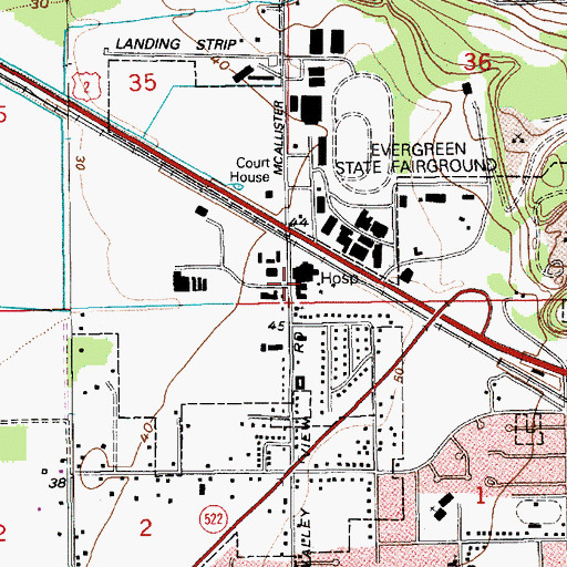 Topographic Map of EvergreenHealth Monroe, WA