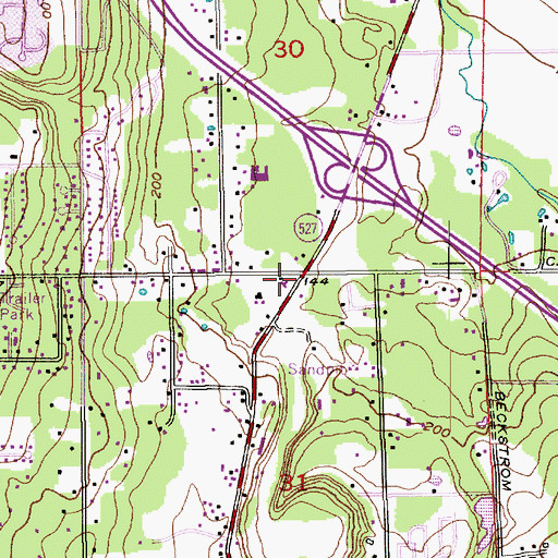 Topographic Map of Ballinger Village, WA