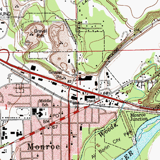 Topographic Map of Monroe Plaza Shopping Center, WA