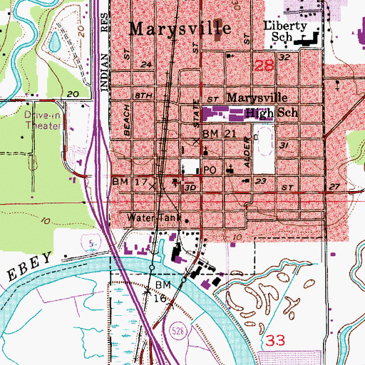 Topographic Map of Woodinville Town Center, WA
