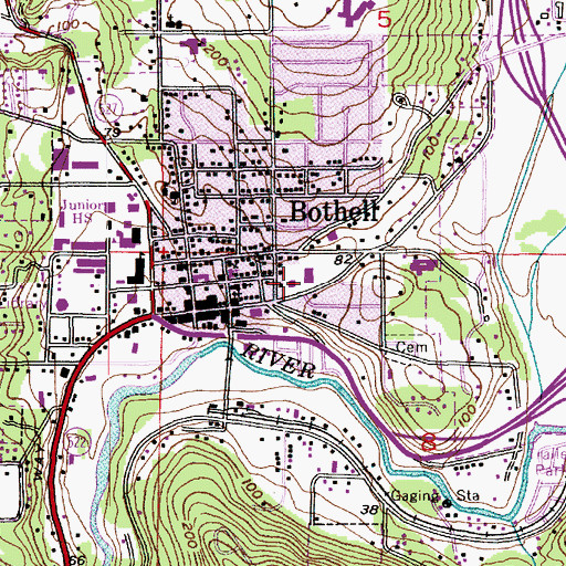 Topographic Map of Bothell Post Office, WA