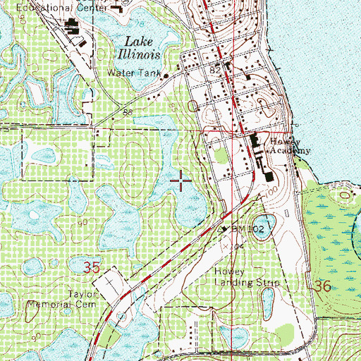 Topographic Map of Howey-In-The-Hills Post Office, FL