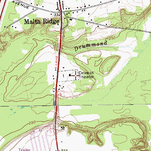 Topographic Map of Malta Drive-In Theatre, NY
