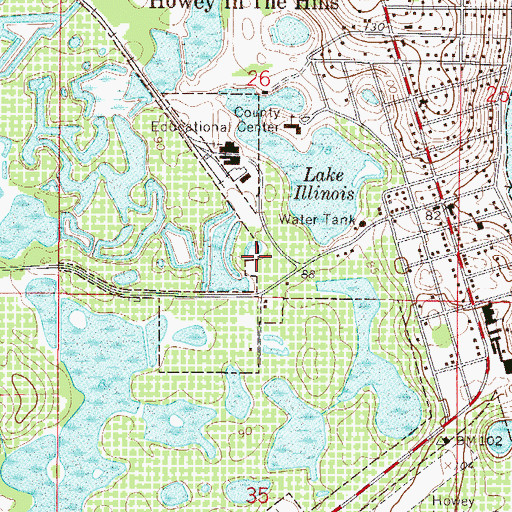 Topographic Map of Howey Substation-Florida Power, FL