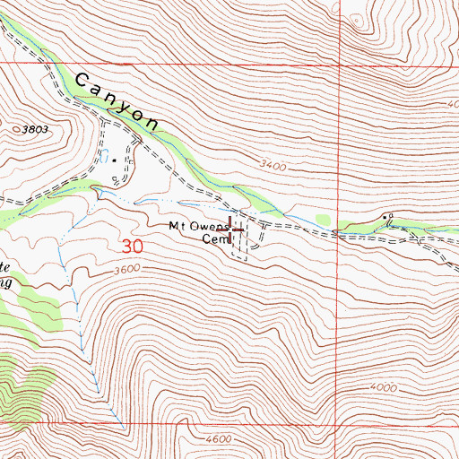Topographic Map of Mount Owens Cemetery, CA