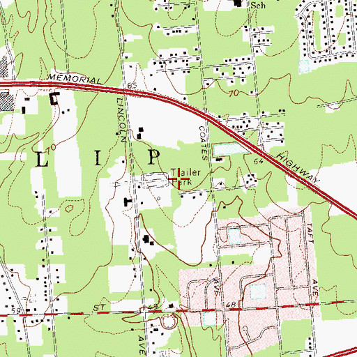 Topographic Map of Lincoln Mobile Homes Court, NY
