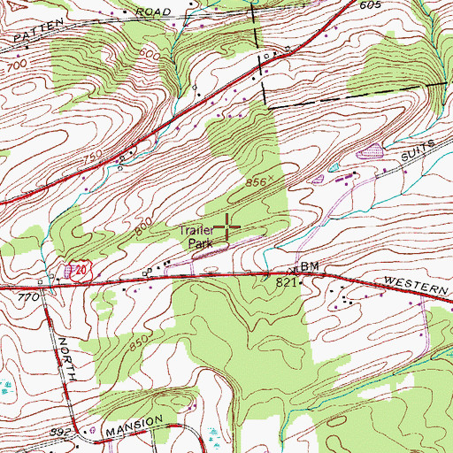 Topographic Map of Hillcrest Mobile Home Park, NY