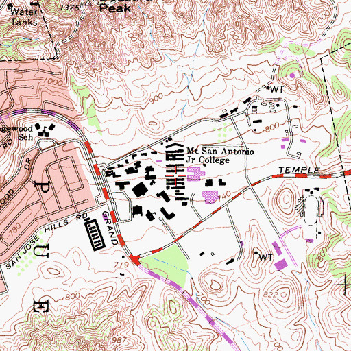 Topographic Map of Mount San Antonio College, CA
